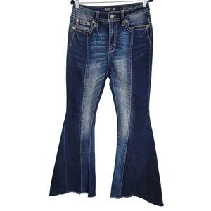 Miss Me Womens Blue Denim Heaven High Rise Super Flare Jeans‎ Distressed …